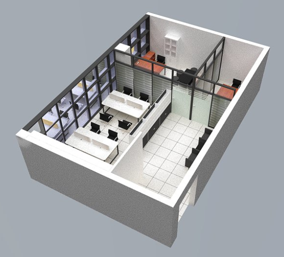 辦公室家具花費(fèi)4萬塊的擺放效果圖，